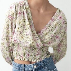 Zara Floral Wrap Top
